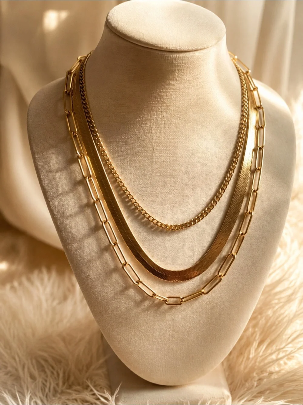 Chico's Gold Layered Chain Necklace Set